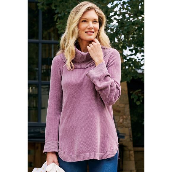 Soft Surroundings Women's Mauve Mist Soft Winds Chenille Tunic Sweater Size LP - Picture 1 of 10